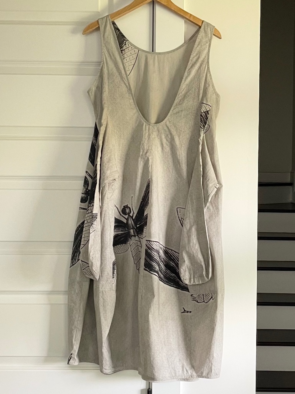 Rundholz Black Label, NWOT, Dragonfly Graphic, Cotton, Sleeveless Dress: Size L - Picture 6 of 7